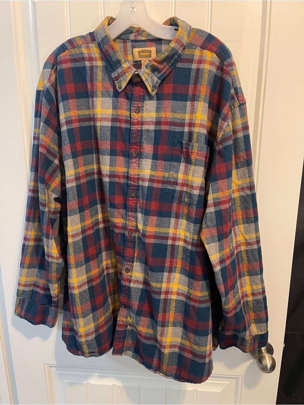 The Foundry Supply Co. Men's Plaid Button-Down Shirt - Blue, Red & Yellow
